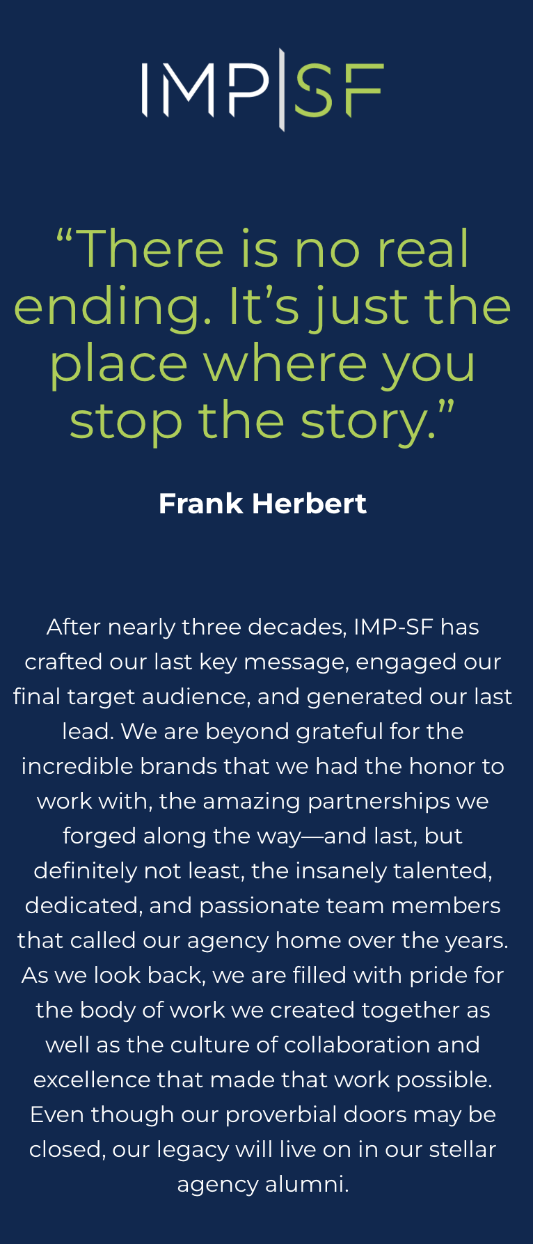 IMP-SF closing message